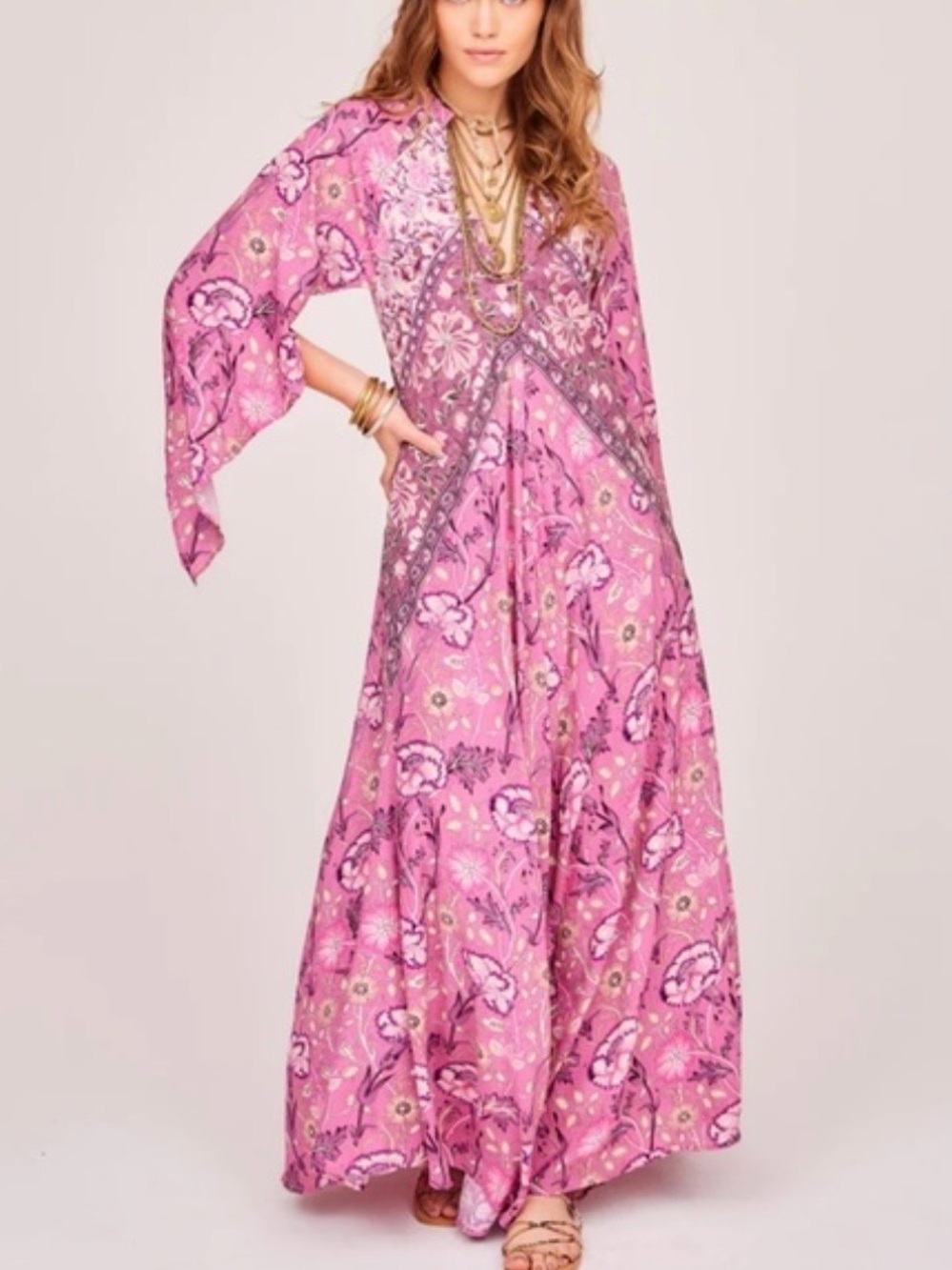 Jen's Pirate Booty Pink Floral Maxi Dress